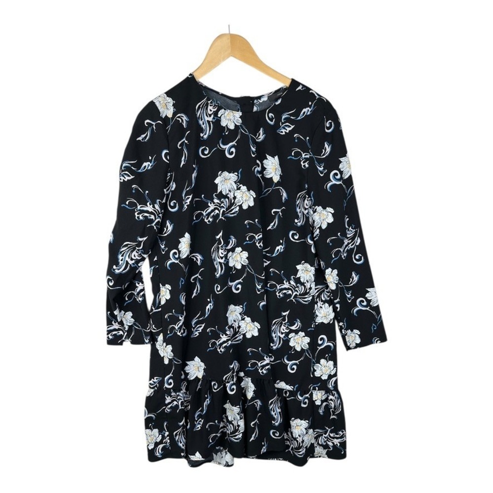 Halogen Women's Long Sleeve Dress Size Small Floral Print‎ Black